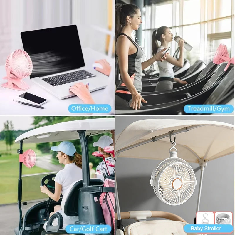 Stroller Fan for Baby Stroller Cart Hanging Fan Clip Mini Fan USB Quiet Electric Clip Fan Home 3 Speed Desktop Small Cooling Fan