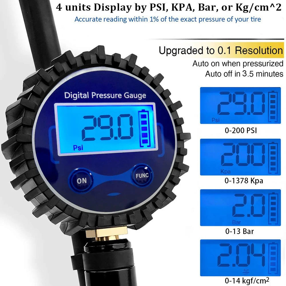Digital Display Tire Pressure Gauge Auto Accessories High-precision Monitoring Inflation Gun Universal Car Tire Manometro