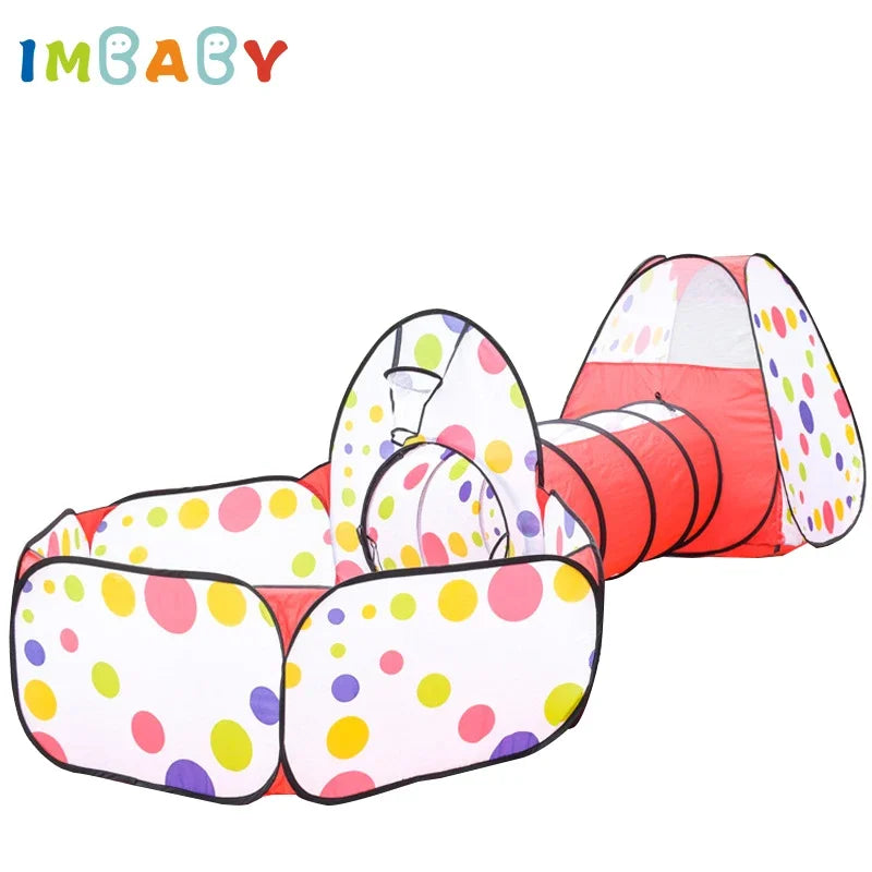 IMBABY 3 in 1 Ball Pool Folding Tent Tunnel for Children Ball Pit Playpen Crawling Tunnel Playground Corral Demgames Games Fence