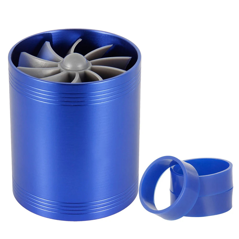 Universal Car Air Intake Turbonator Double Fan Turbine Super Charger Gas Fuel Saver Turbo for Car Truck SUV Vehicle Accessories