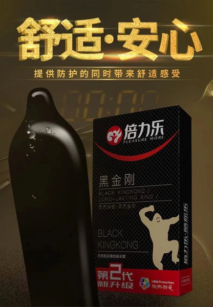 Black Long Lasting Condoms for Men - Delay Ejaculation, Reduce Sensitivity, Penis Sleeve Condom for Extended Pleasure