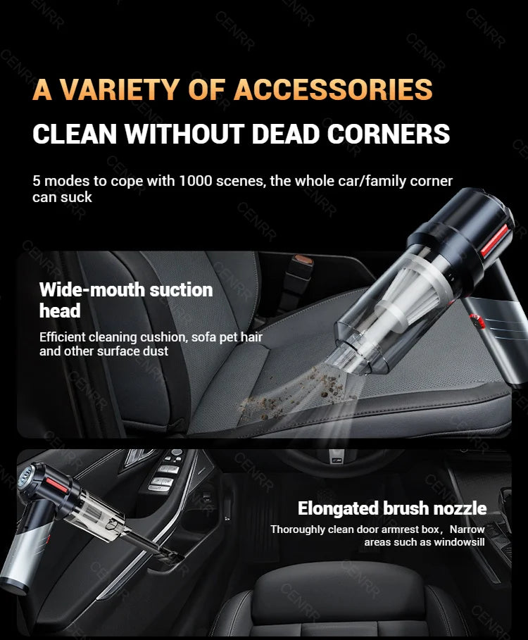 CENRR 998000PA Car Vacuum Cleaner Mini Cordless Powerful Wireless Car Cleaner HandHeld Portable Vacuum Cleaner Home Appliance