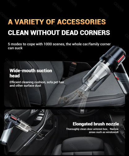CENRR 998000PA Car Vacuum Cleaner Mini Cordless Powerful Wireless Car Cleaner HandHeld Portable Vacuum Cleaner Home Appliance