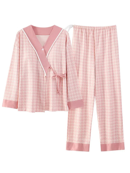 Postpartum Clothing with Chest Cushion Autumn Postpartum Women Pajamas Maternity Ladies Breastfeeding Clothes Pregnancy Homewear