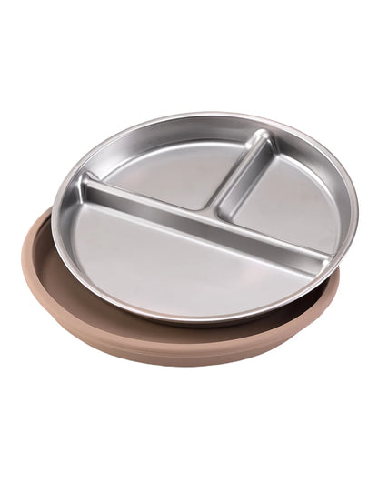1PCS Stainless Steel Dishes Plate Detachable Suction Bowl For Baby Feeding BPA Free Silicone Base Tableware Newborn Essentials