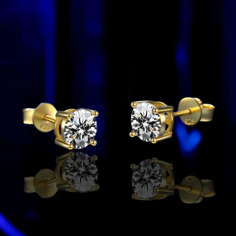 18K Plating Earrings S925 Sterling Silver D Color VVS1 Zircon Earring Stud for Women As Shinning As Diamond Wedding  Jewelry
