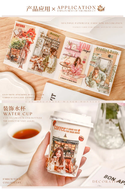 JIANQI 20 Sheets PET Die cut Stickers book Girl's Handbook Decorative handmade Scrapbooking Material Diary Album Craft Supplies