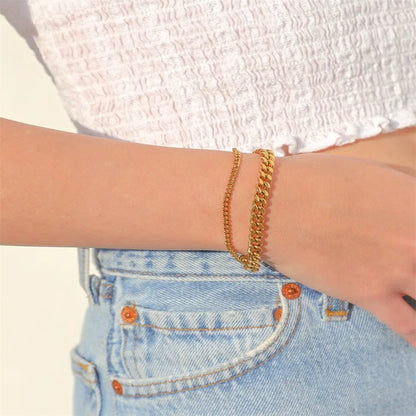 SUNIBI Classic Snake Chain Bracelets for Women Trend  Fashion Stainless Steel Cuban Chain Bracelet Trendy Woman Gifts Jewelry