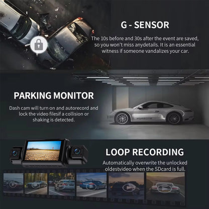 Car Dash Cam 4 Channel Black Box WiFi Driving Camera FHD 1080P Front Left Right Rear Night Vision Loop Recording Add Hardwire