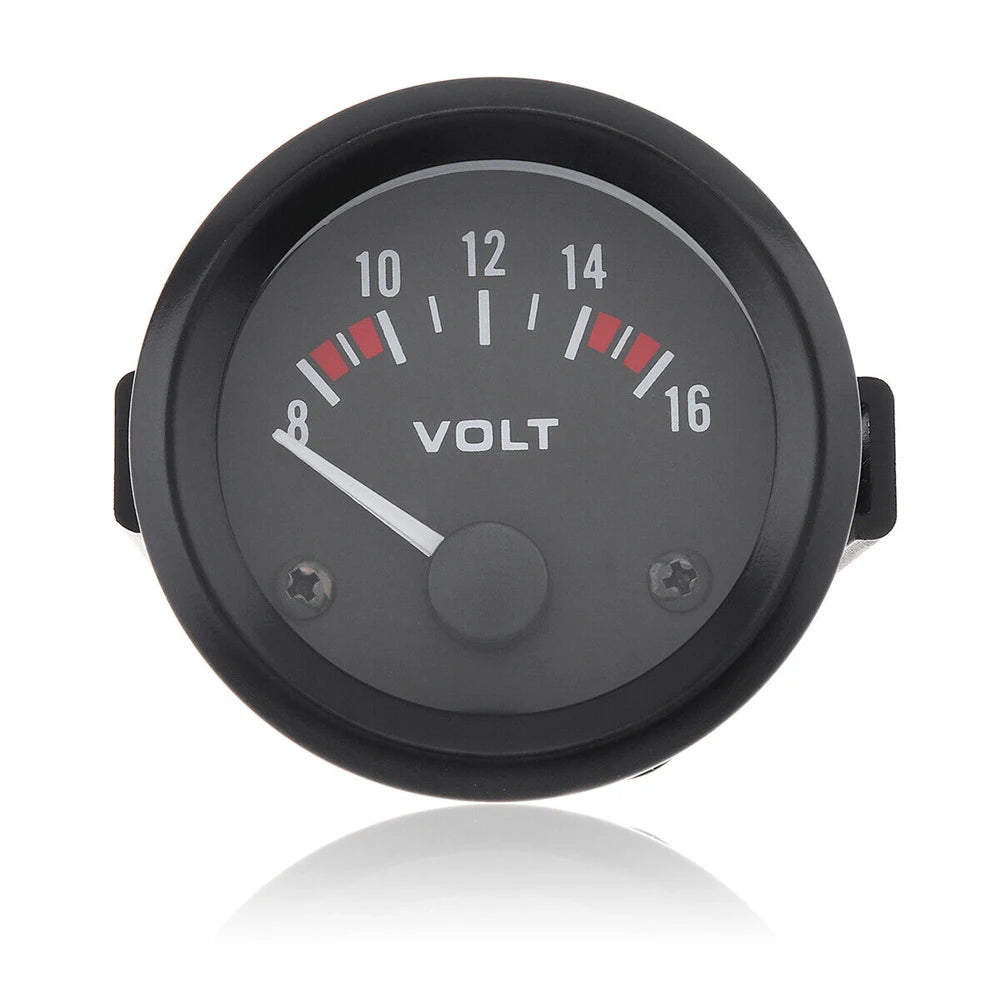 Universal 12V 2" 52mm Car Voltmeter 8-16V Pointer Volt Gauge Voltage LED Electrical Auto Meter
