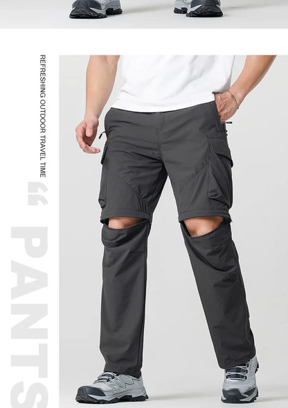Men's Cargo Hiking Convertible Pants, Waterproof, Quick Dry, Lightweight, Removable Zipper, Perfect for Outdoor Adventures, Fishing and Camping, All-Season Versatile Hiking Gear.