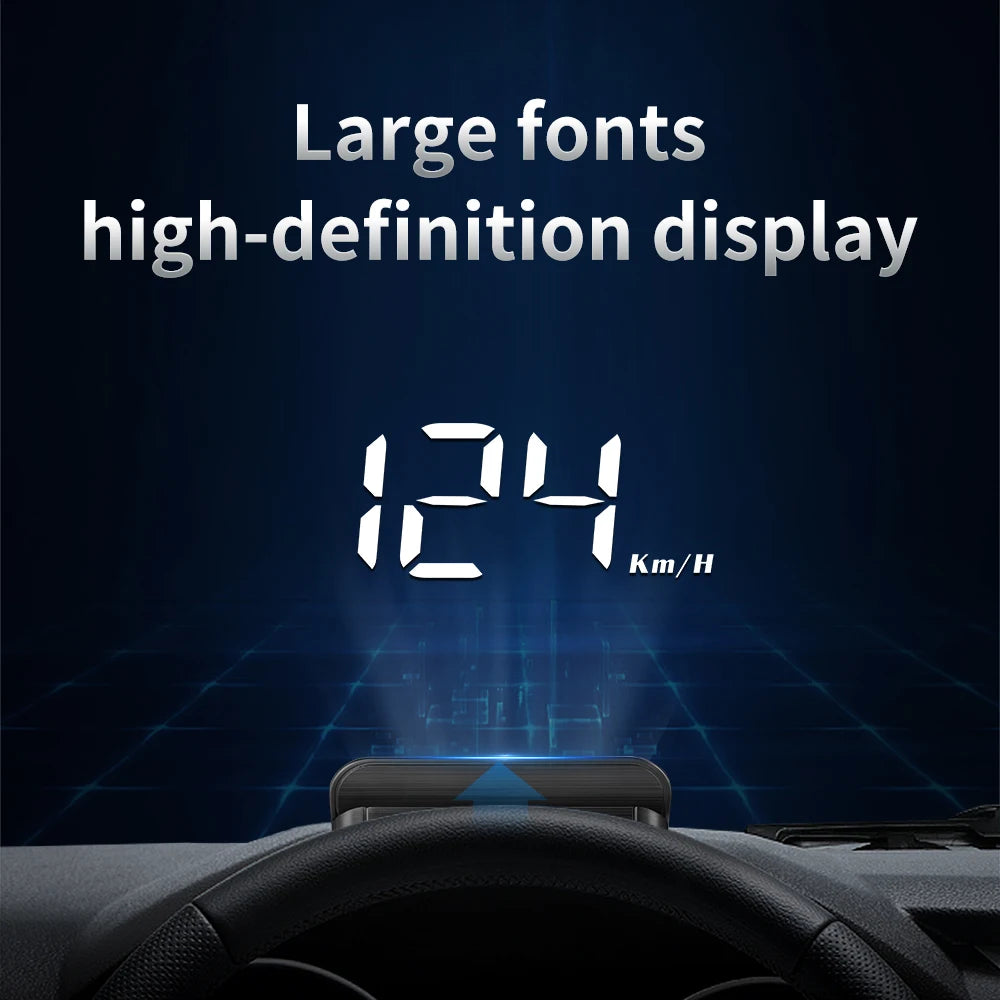 M3 HUD Obd2 Display On-board Computer Car Head-up display Windshield Big Font projection E-OBD and GPS Suitable for All Cars M1