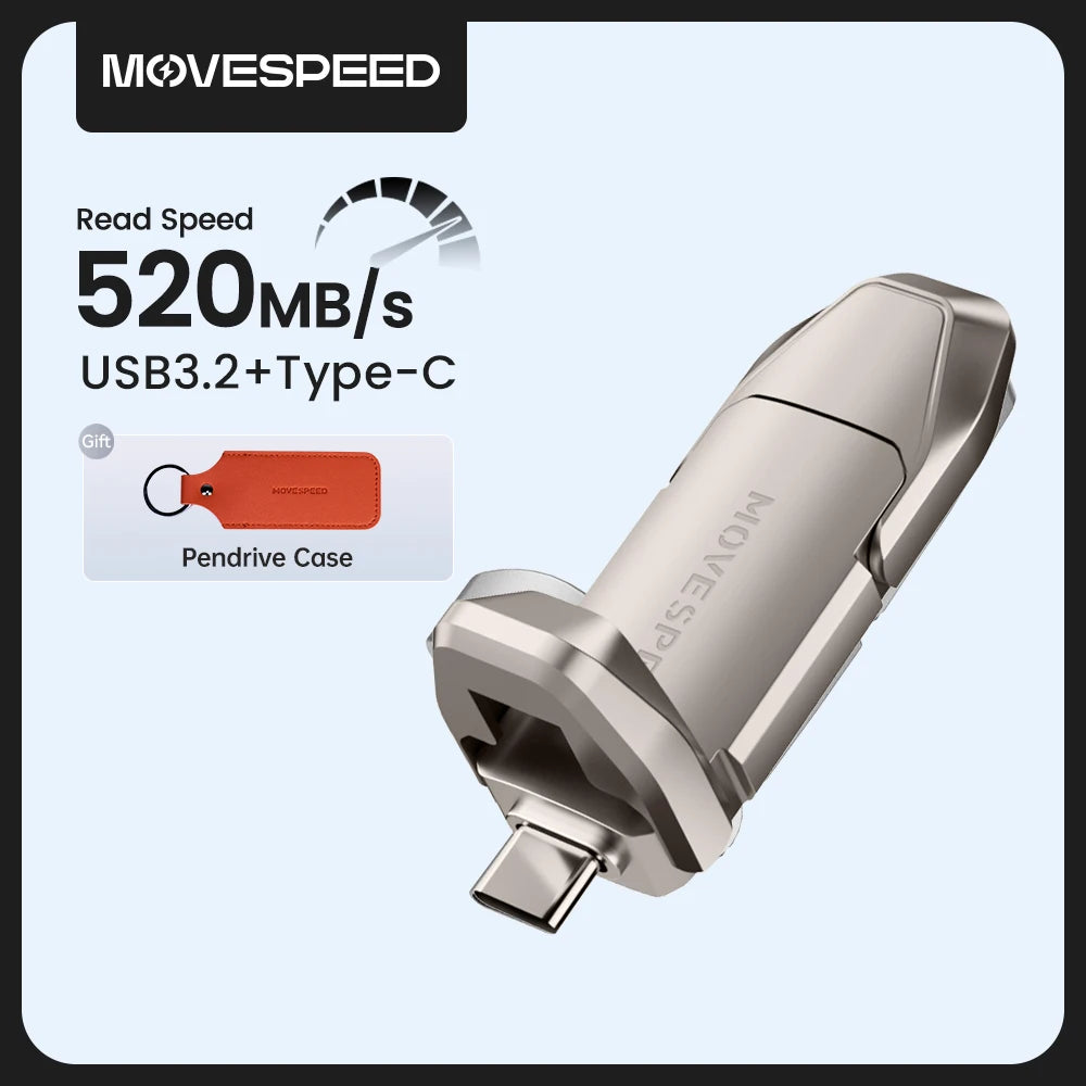 MOVESPEED USB 3.2 Solid State Pen Drive 520MB/s High Speed USB Type C Flash Drive 1TB 512GB 256GB 128GB USB Gen 2 Pendrive Flash
