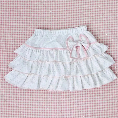 Harajuku Girls Lolita Mini Skirt Y2K Women Japanese Style Bow Pleated Skirts Cute Sweet Dot Ruffles Cake Layered Skirts Gift