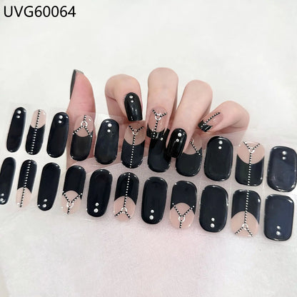 20/22Tips UV Semi cured Gel Nail Stickers Waterproof Long Lasting Full Gel Nail Wraps Press On Nail Decal DIY Manicure
