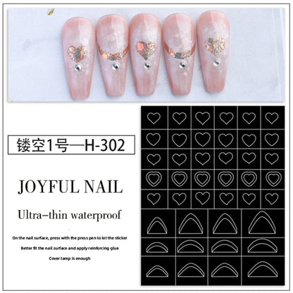 Hollow Nail Art Stickers Spray Painted Design Love Butterfly French Pattern Nail Accessories Decorative Decals