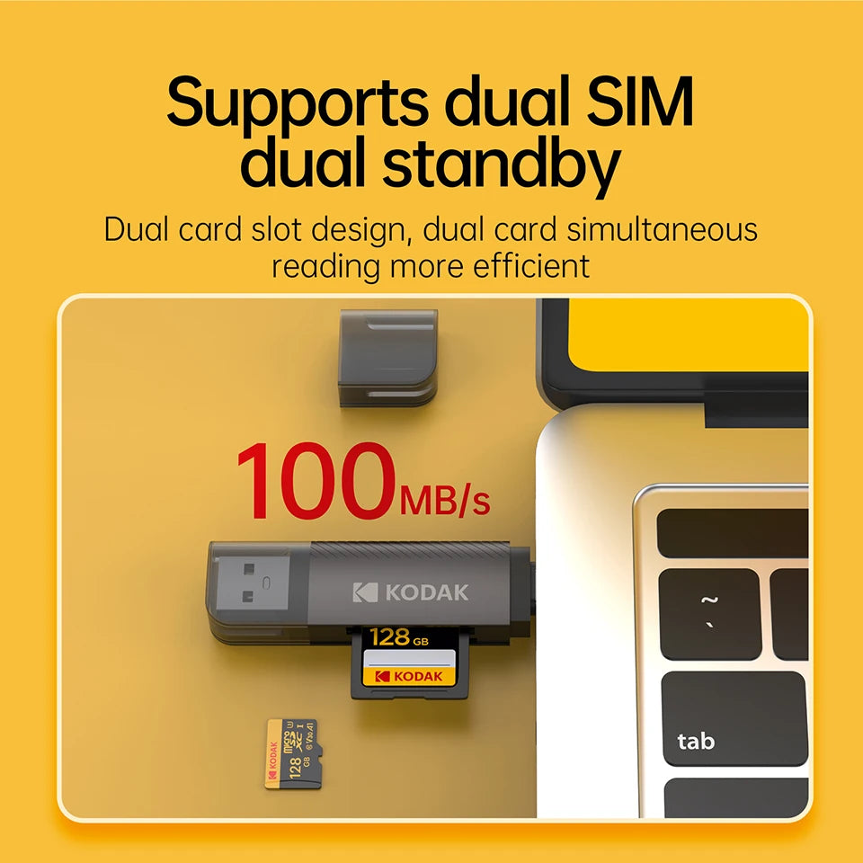 Kodak 4 in 1 Card Reader USB3.0 & Type C Universal Card Adapter Multifunctional adapter for SD Card & Micro sd Card