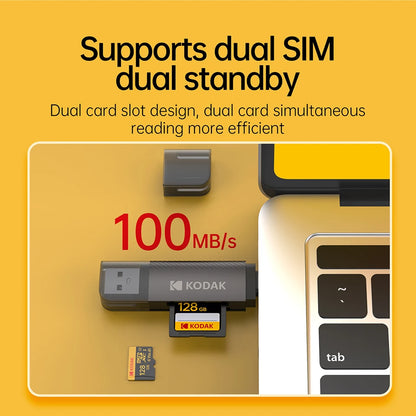 Kodak 4 in 1 Card Reader USB3.0 & Type C Universal Card Adapter Multifunctional adapter for SD Card & Micro sd Card