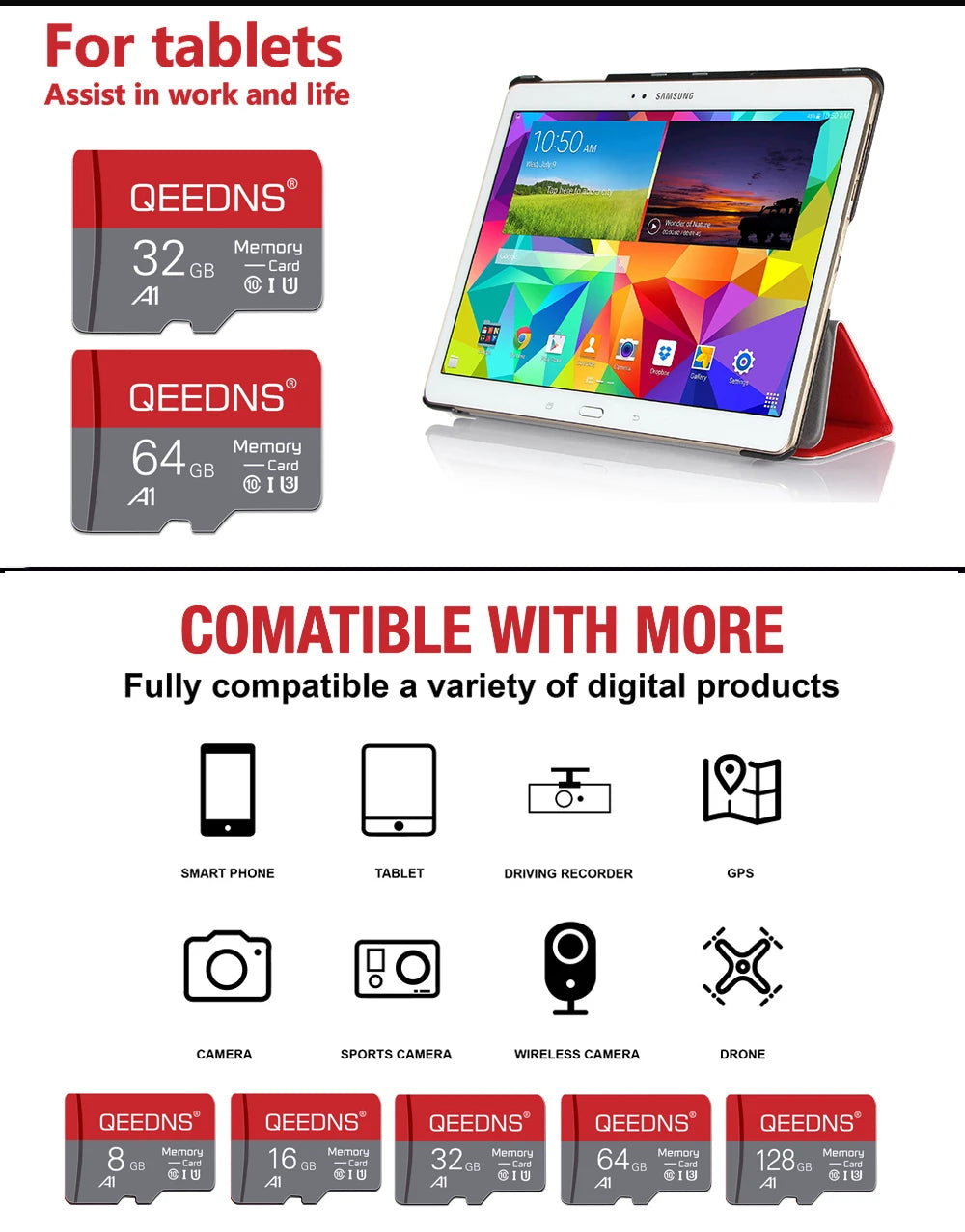 High Speed Memory Cards 8GB 16GB 32GB 64GB Micro tf sd card 128GB 256gb Class 10 UHS-1 flash TF/SD Card Microsd memory cards