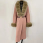 Long Knitwear Coat Women Warm Belt Real Fox Fur Jacket Female 2024 New Autumn Winter Kintted Natural Fur Coat Women