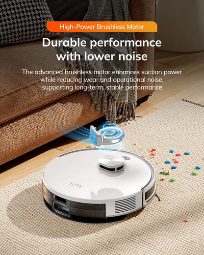 ILIFE V30 Robot Vacuum Cleaner, Laser Navigation, 10000Pa Suction, Up to 150min Runtime, APP Control, Customizable Cleaning, 2-in-1 Vacuum & Mop, No-Go Zones, Multi-Floor Mapping, Support Voice Assistance