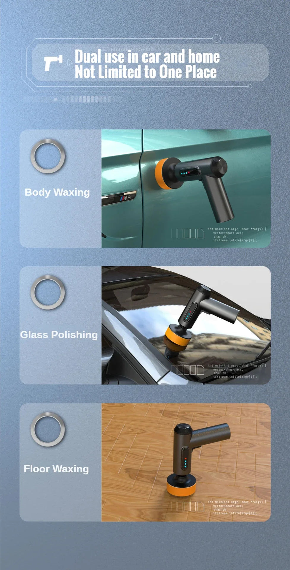 EAFC Car Polisher Machine Handheld Wireless Polisher Car Polishing Waxing Machine Power Tool for Car Body Cleanig Waxing Repair