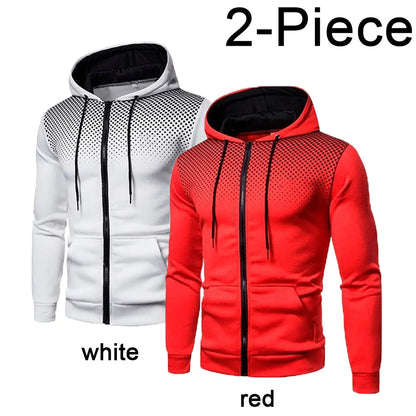 2023 Autumn and Winter New European and American Solid Color Fleece Sweater Pants Men's Casual Zipper Sports Hat Set
