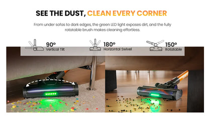 Erabros EV5 550W 70KPA Cordless Vacuum Cleaner Ultra-Strong Suction Power 80Mins Runtime Handheld Smart Vacuum Cleaner 4 Modes