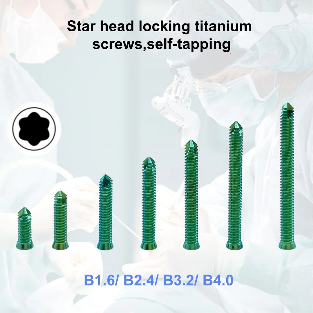 VKTIMALL Titanium Locking Screw Veterinary B1.6-B4.0 Bone Screw for Orthopedic Implant Trauma Plates