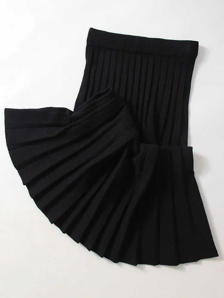 Autumn Knit White Mini Pleated Skirts For Women A Line Skirt Gray High Waist Women Knitted Pleated Short Skirts Korean Fashion