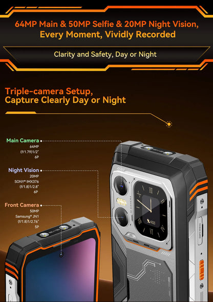 Blackview XPLORE 1 Outdoor 5G Rugged Smartphone Android 15, 6.78'' 2.4K Display, 16GB+512GB, 20000mAh, Waterproof Mobile Phone