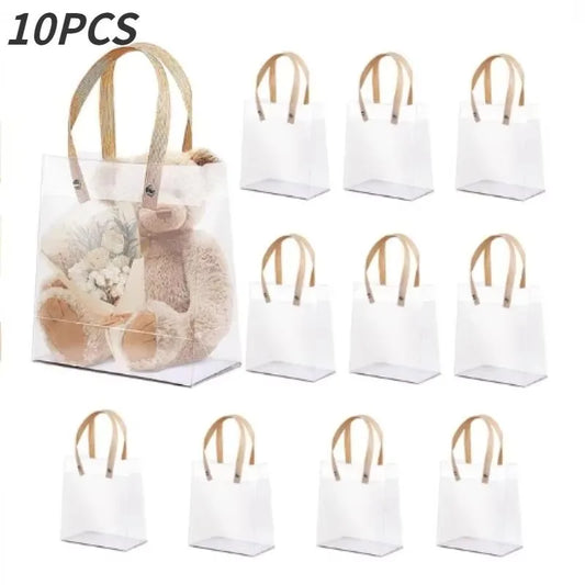 10PCS Holiday Gift Bag Eco-friendly Companion Gift Candy Bag Holiday Gift Birthday Gift Bag Anniversaries，Frosted Tote Bag