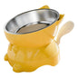Elevated Stainless Steel Cat Bowl, Inclined Food & Water Dish with Cute Ear Stand, Neck Protection Design for Cats