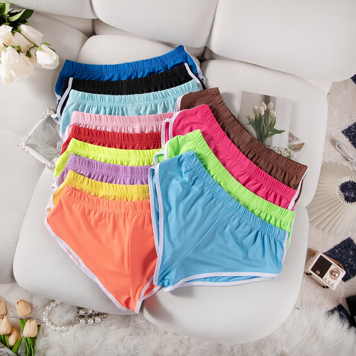 Sexy Running Elastic Sport Shorts Men's Summer Shorts Hot Pants Bar Nine Points Slim Fit Cotton Milk Silk Men's Fashion