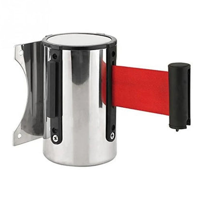 1pc Retractable Ribbon Barrier Crowd Control Outdoor Stainless Steel Wall Mount Red Belt Sport Stanchion Queue Rope Barriers