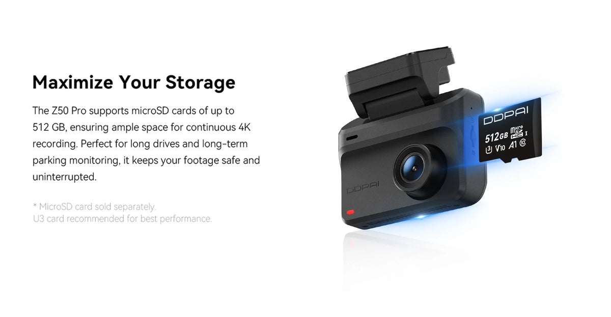 DDPAI Dash Cam Z50 Pro 4K HDR + 1080P Car DVR Night Vision Wi-Fi 6 GPS ADAS 24h Parking Monitor Front and Rear Camera Dashcam