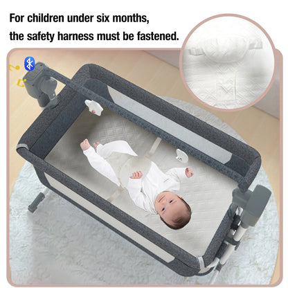 Electric Baby Crib Bassinet Cradle Bluetooth Music Timer with Automatic Swing Remote Control Foldable Design Breathable Mesh Sides Soft Mattress Stable Frame Safe Sleeping Bed for Newborn Infant Home Use and Travel Comfort Ba
