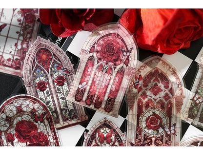 10pcs Flowers Window Sticker PET Materials Collage Junk Journal DIY Scrapbooking Supplies Aesthetics Decor Sticker