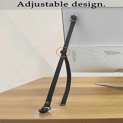 2 Pcs  Adjustable TV Safety Straps,No-Drill Adhesive Anti-Tip Furniture Anchors For Baby Proofing,Flat Screens Fix To Wall