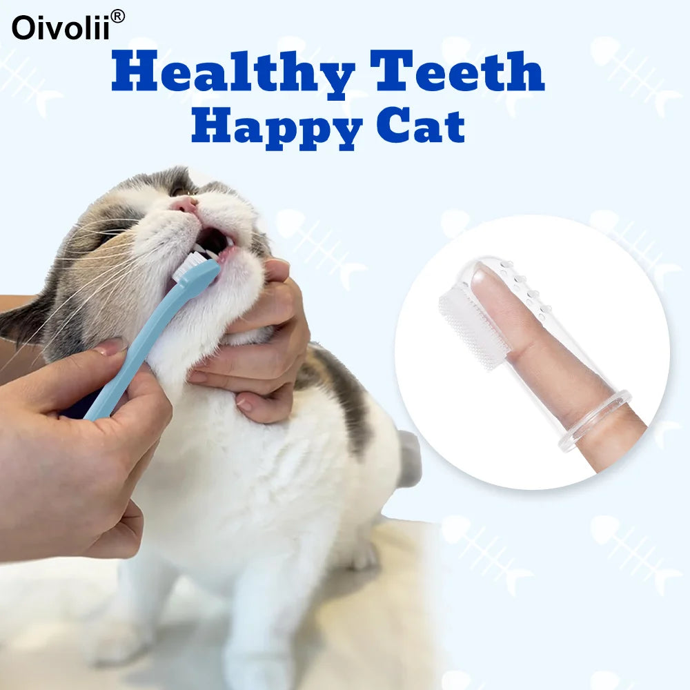 Tuna Flavored Cat Toothpaste Safe Formula With Toothbrush And Finger Brush For Daily Teeth Cleaning And Pet Dental Grooming