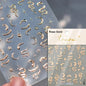 5D Gold Stamped Silver Sun Stars Snake Nail Art Stickers Totems Reliefs Self Adhesive Dark Chinese Style Manicure Decals