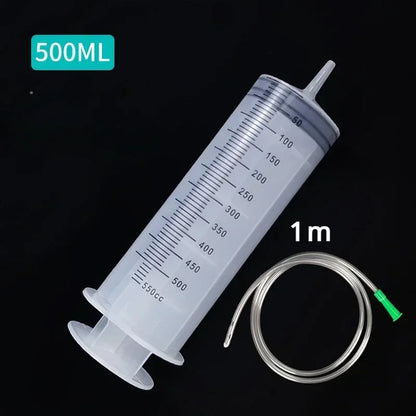 Large Vacuum Capacity Syringe 100/200/300/500ml Reusable Syringe Oil Pump with 1m Hose Pet Nutrition Feeding Metering Pump