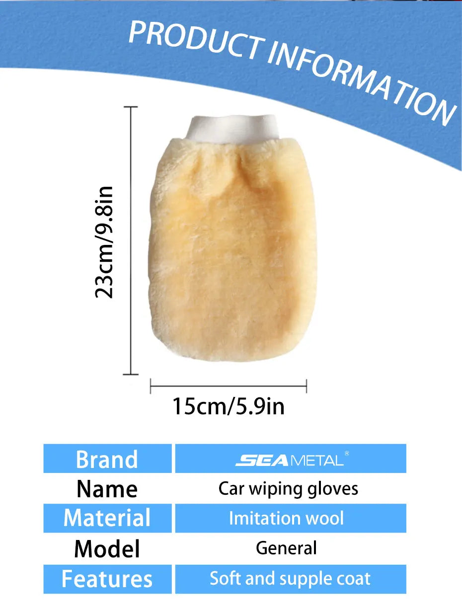 SEAMETAL Waterproof Car Wash Microfiber Gloves Soft Thickened Wool Plush Car Cleaning Mitt Double-faced Glove Car Wash Supplies