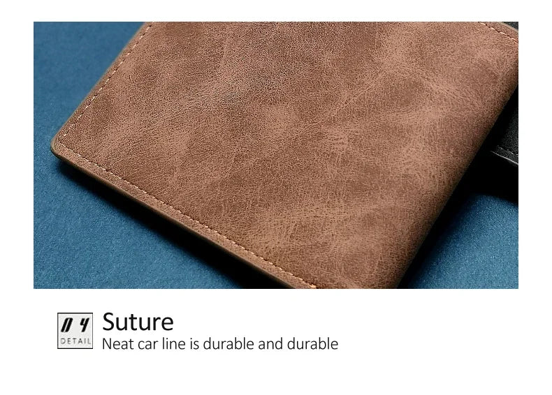 New Retro Men Short Wallet with Zipper Coin Bag Men Leather Wallet Small Money Purse Design Top Men Thin Wallet with Coin Bag