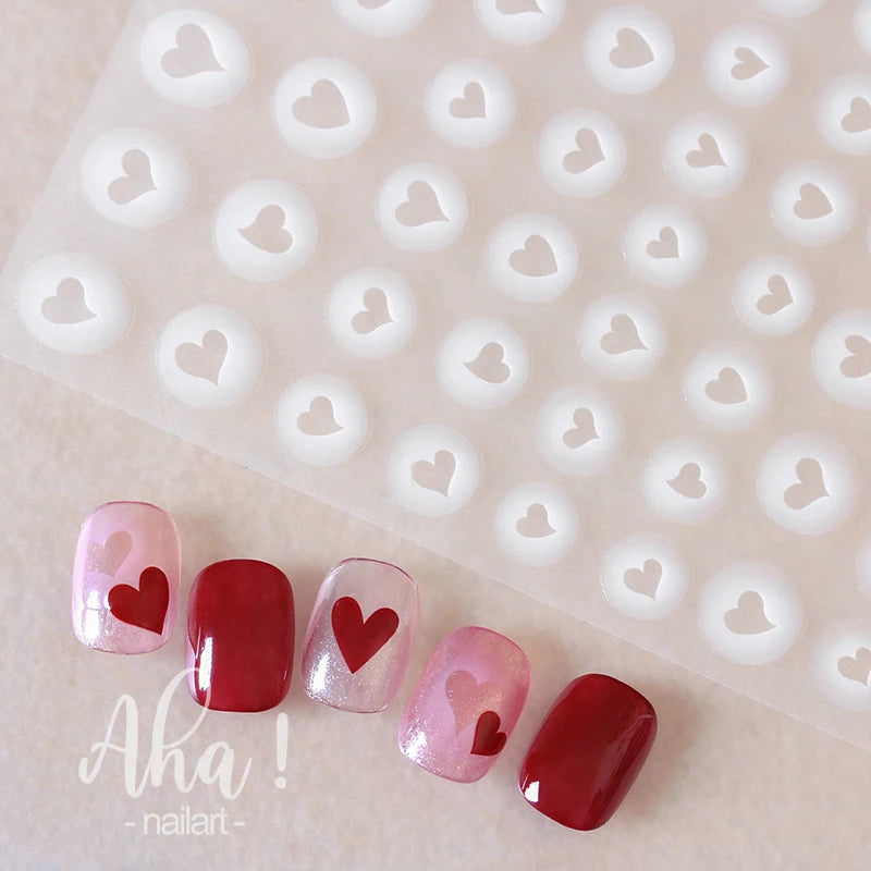 White Bloom Translucent Hollow Butterfly Heart Nail Sticker Press on Nails Decals Hollow Heart Star Moon Shape Sticker Sliders