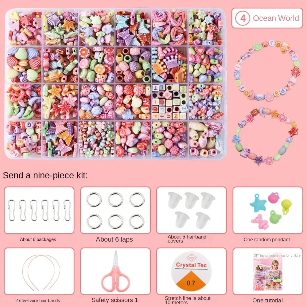 Arts Crafts DIY Handmade Beaded Kit DIY Handmade DIY Making Beads Kit Colorful Kawaii Kit for Make Bracelets Beads Girl Gift