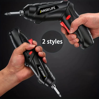 JANGKLIFE Electric Screwdriver Battery Rechargeable Cordless Screwdriver Powerful Impact Wireless Screwdriver Drill