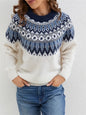 Plus Size  Pattern Knitted Sweater, Autumn and Winter Casual Long Sleeve Pullover Sweater, Women's Plus Size Clothing