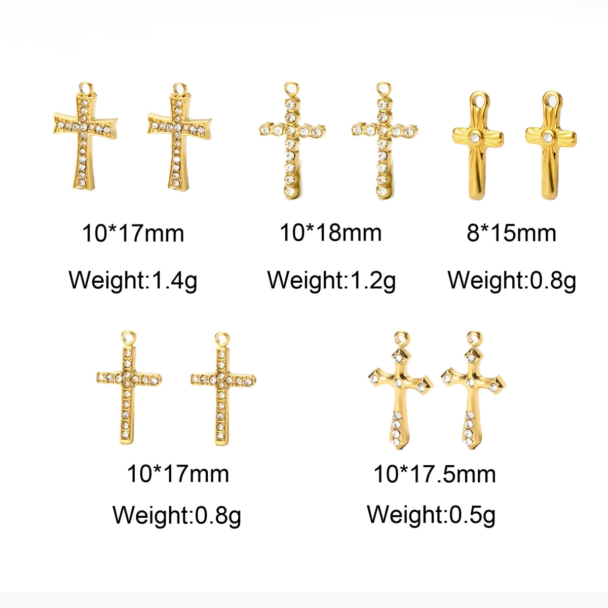 5PCS Zircon Cross Stainless Steel Charms Pendant High Quality Accessories DIY Necklace Bracelet Earring Jewelry Making Materials