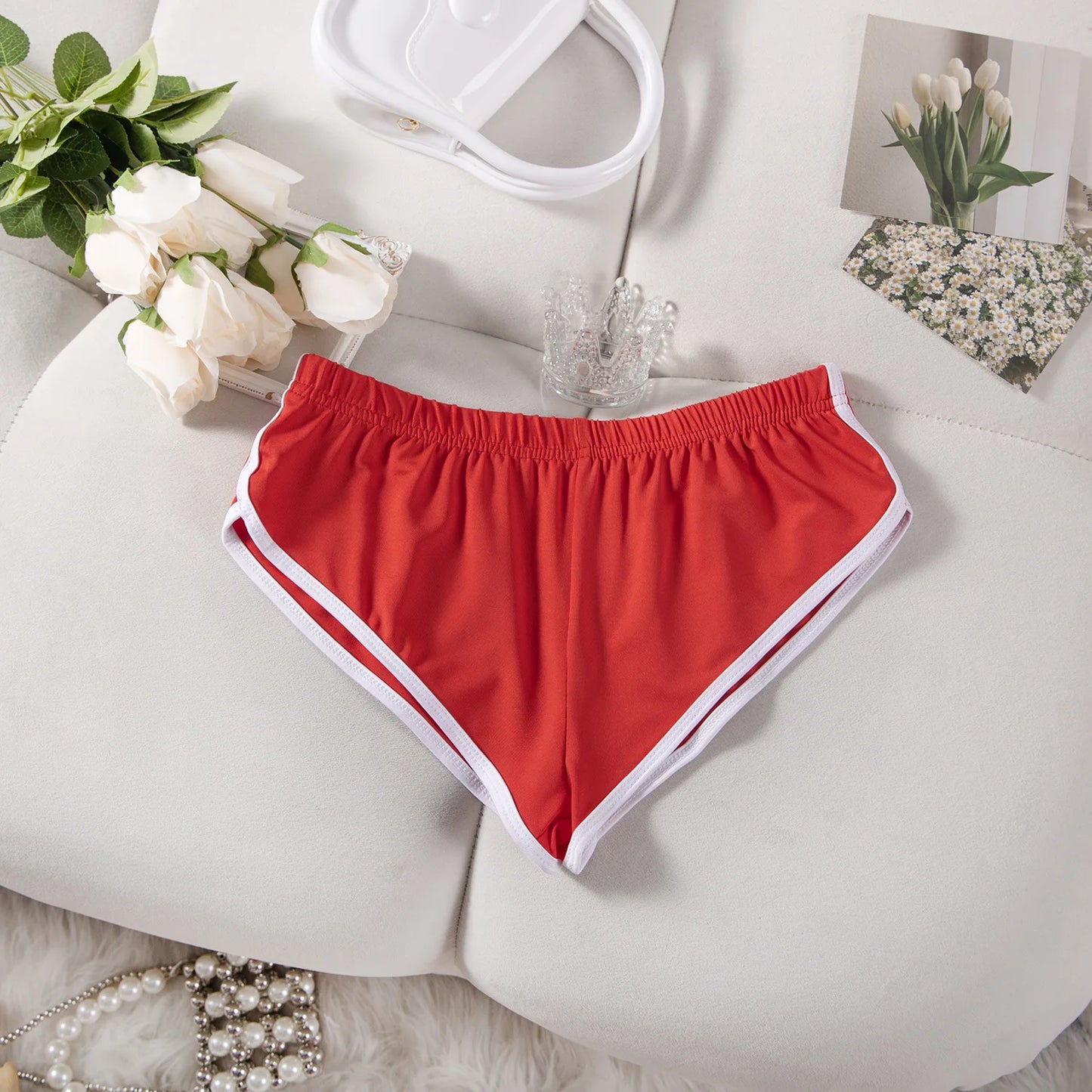 Sexy Running Elastic Sport Shorts Men's Summer Shorts Hot Pants Bar Nine Points Slim Fit Cotton Milk Silk Men's Fashion
